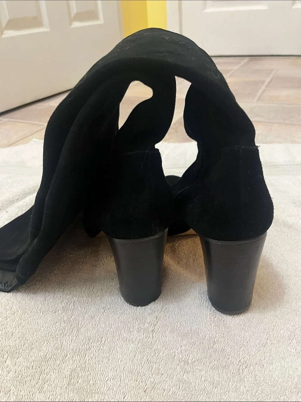 Lord & Taylor Black Suede Over-the-Knee Block Heel Boots